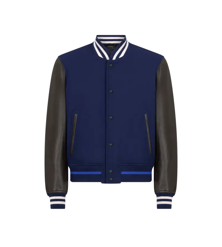 VARSITY BOMBER WITH LEATHER SLEEVES online